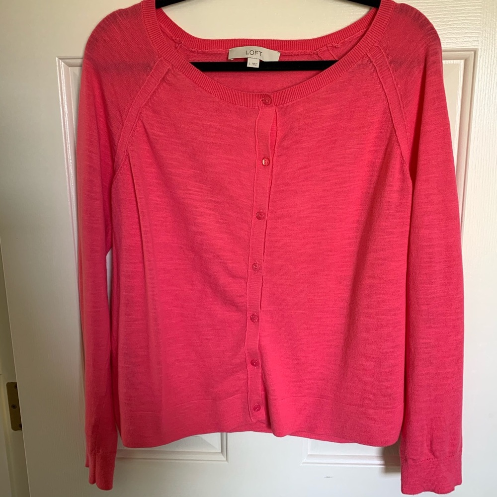 NWOT LOFT 3/4 Sleeve Crew Neck Slub Knit Cardigan